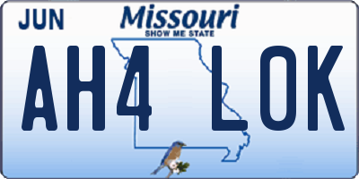 MO license plate AH4L0K