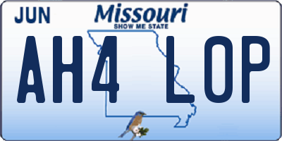 MO license plate AH4L0P