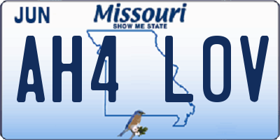 MO license plate AH4L0V