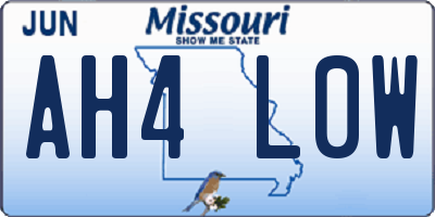 MO license plate AH4L0W