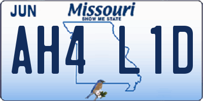 MO license plate AH4L1D