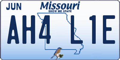 MO license plate AH4L1E