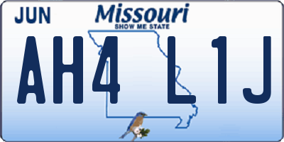 MO license plate AH4L1J