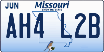 MO license plate AH4L2B
