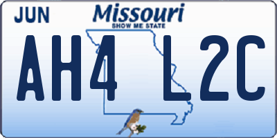MO license plate AH4L2C