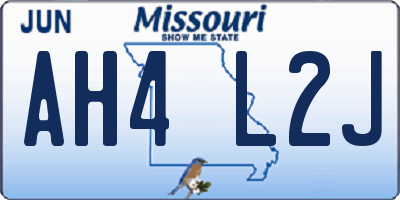 MO license plate AH4L2J
