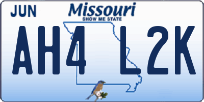 MO license plate AH4L2K