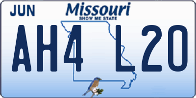 MO license plate AH4L2O