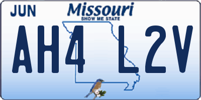 MO license plate AH4L2V