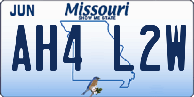 MO license plate AH4L2W
