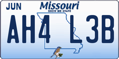 MO license plate AH4L3B