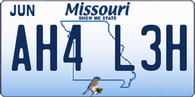 MO license plate AH4L3H