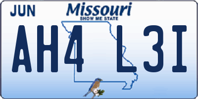 MO license plate AH4L3I