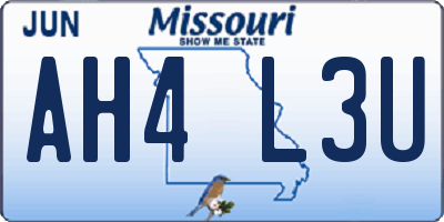 MO license plate AH4L3U
