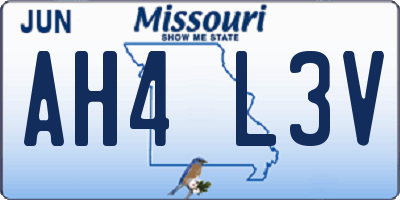 MO license plate AH4L3V