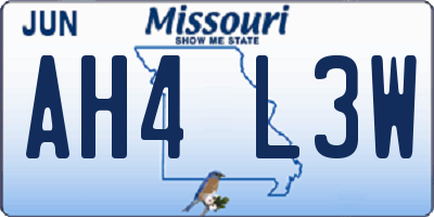 MO license plate AH4L3W