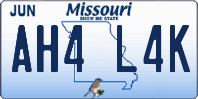 MO license plate AH4L4K