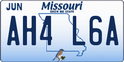 MO license plate AH4L6A