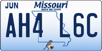 MO license plate AH4L6C