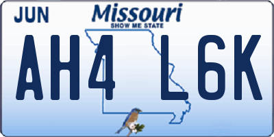 MO license plate AH4L6K