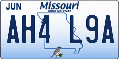 MO license plate AH4L9A