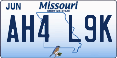 MO license plate AH4L9K