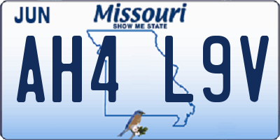 MO license plate AH4L9V