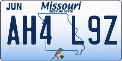 MO license plate AH4L9Z