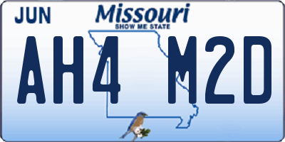 MO license plate AH4M2D