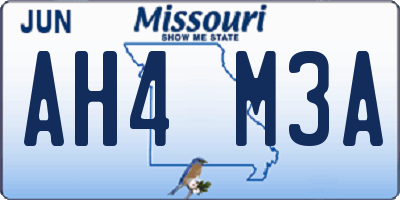 MO license plate AH4M3A