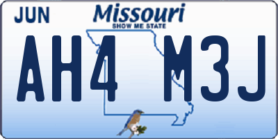 MO license plate AH4M3J