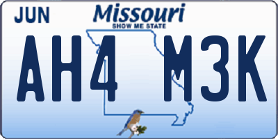 MO license plate AH4M3K