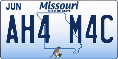 MO license plate AH4M4C
