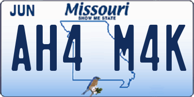 MO license plate AH4M4K