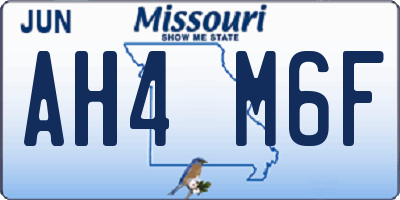 MO license plate AH4M6F