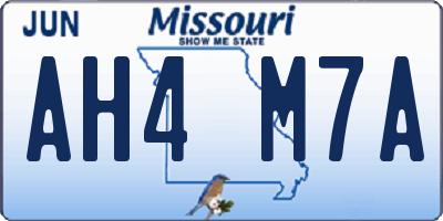 MO license plate AH4M7A