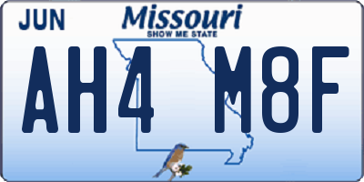 MO license plate AH4M8F