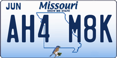 MO license plate AH4M8K