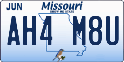 MO license plate AH4M8U
