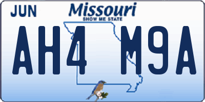 MO license plate AH4M9A