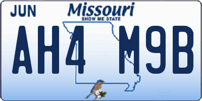 MO license plate AH4M9B