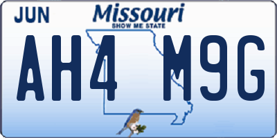 MO license plate AH4M9G