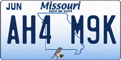 MO license plate AH4M9K