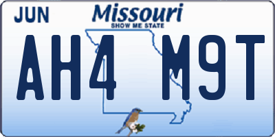 MO license plate AH4M9T