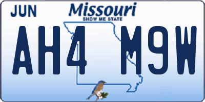 MO license plate AH4M9W