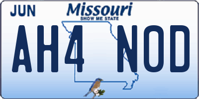 MO license plate AH4N0D