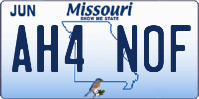 MO license plate AH4N0F