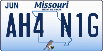 MO license plate AH4N1G