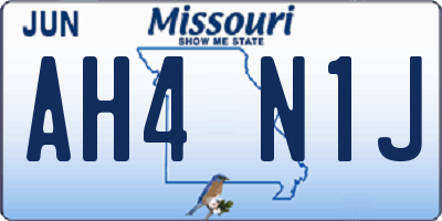 MO license plate AH4N1J