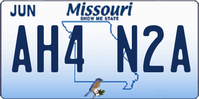 MO license plate AH4N2A